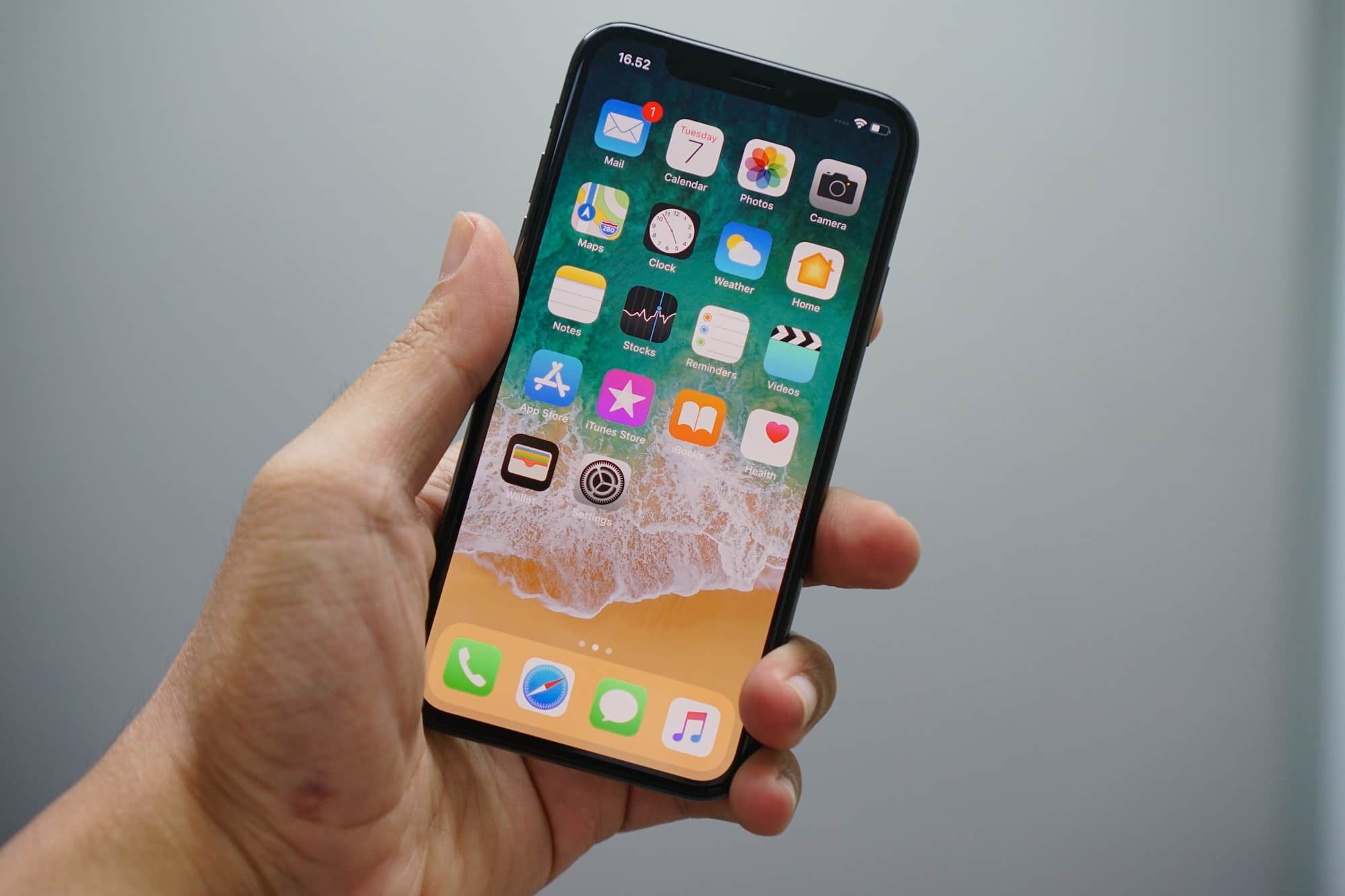 The home screen of an iPhone